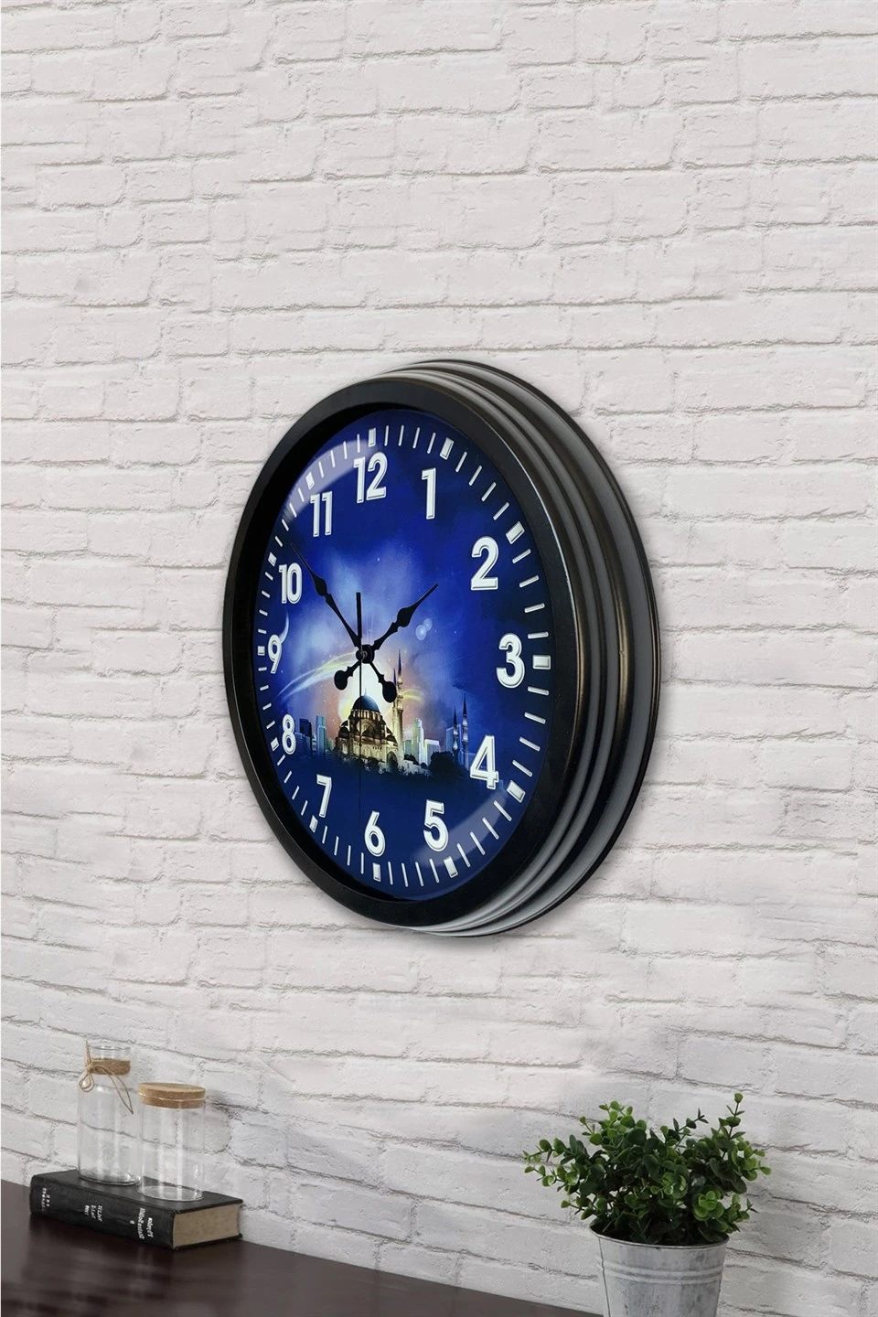 40 cm Siyah Metal Islam Duvar Saati