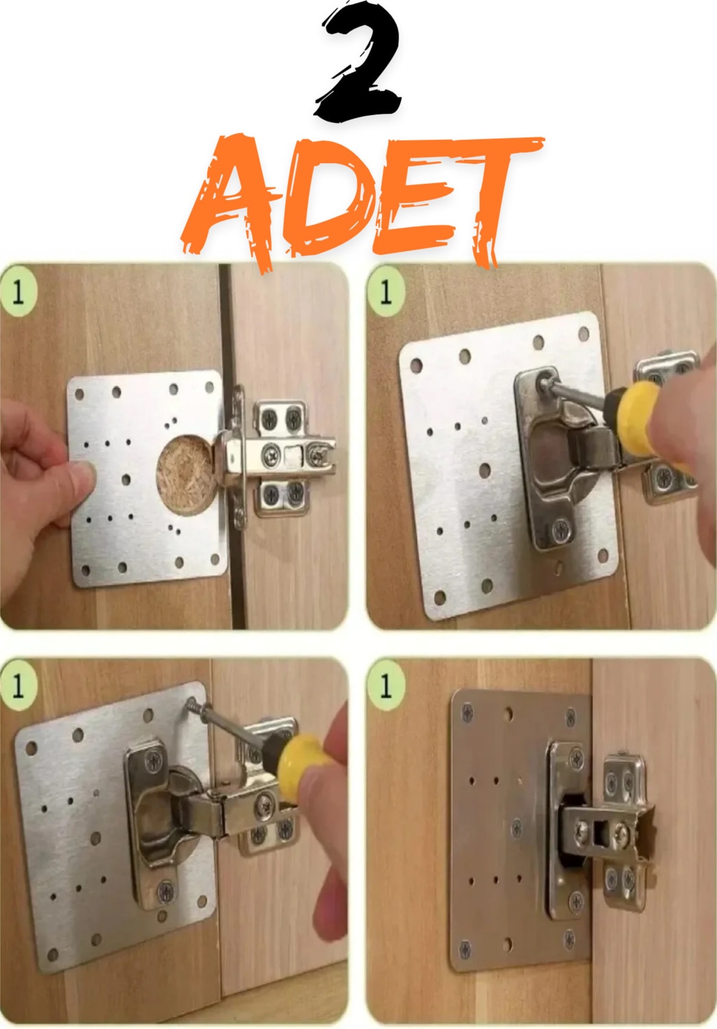 Dolap Kapak Taş Menteşe Tamir Sacı Pratik Onarım Kiti 10X9.5 cm Yuva Tablası