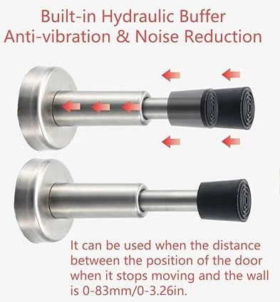 2 Adet Yapışkan Kapı Stoperi, Kapı Altı Için Paslanmaz Çelik Kapı Stoperi, Hidrolik Şok Emici Teknoloji, Kauçuk Tampon Uçlu Kapı Stoperi, 4 Inç Yükseklik, Gümüş Gümüş