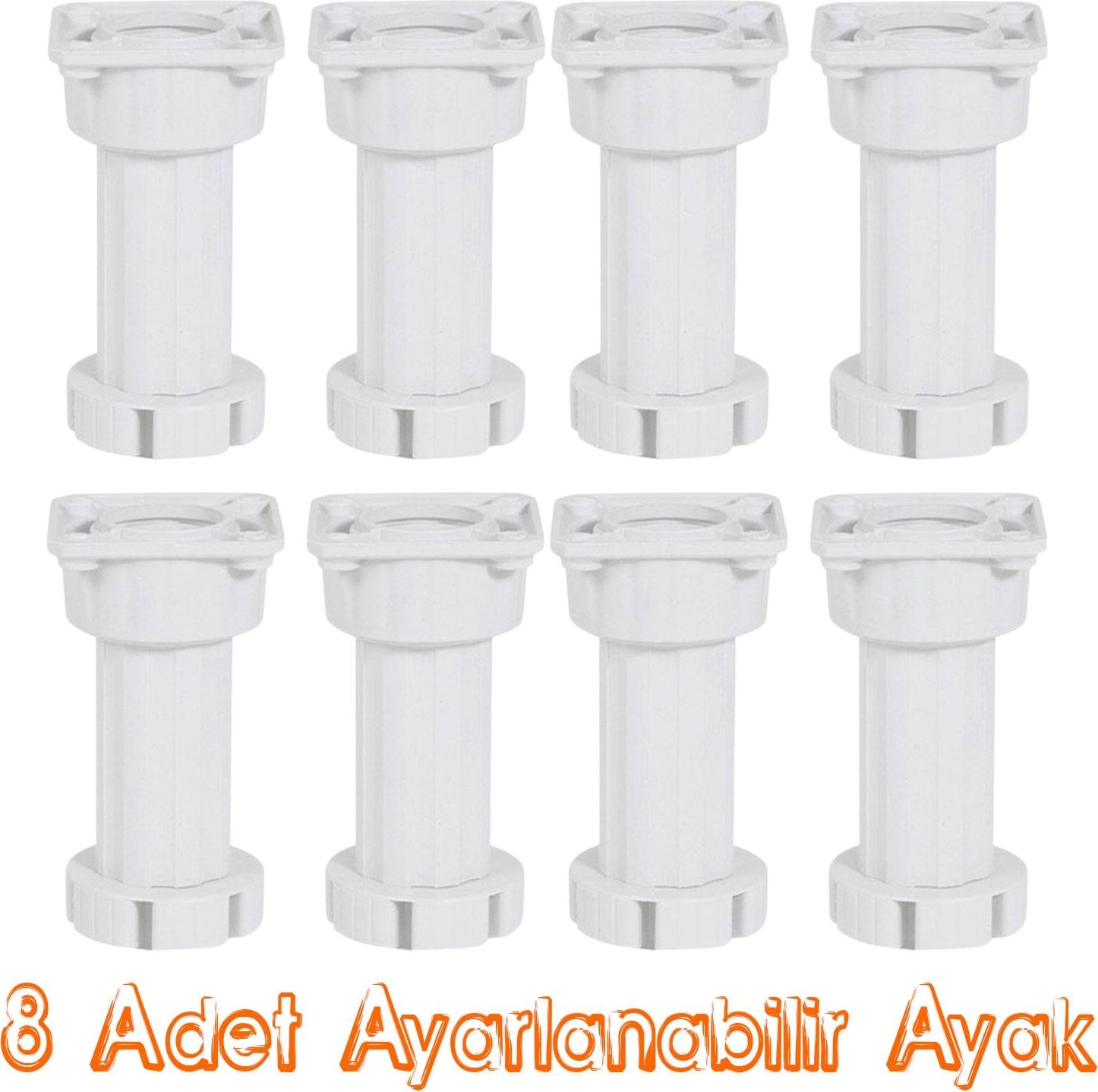 Mobilya Baza Mutfak Dolap Masa Puf Sehpa Tv Ünitesi Ayağı Ayarlanabilir 10 cm Beyaz Ayak (8 Adet)