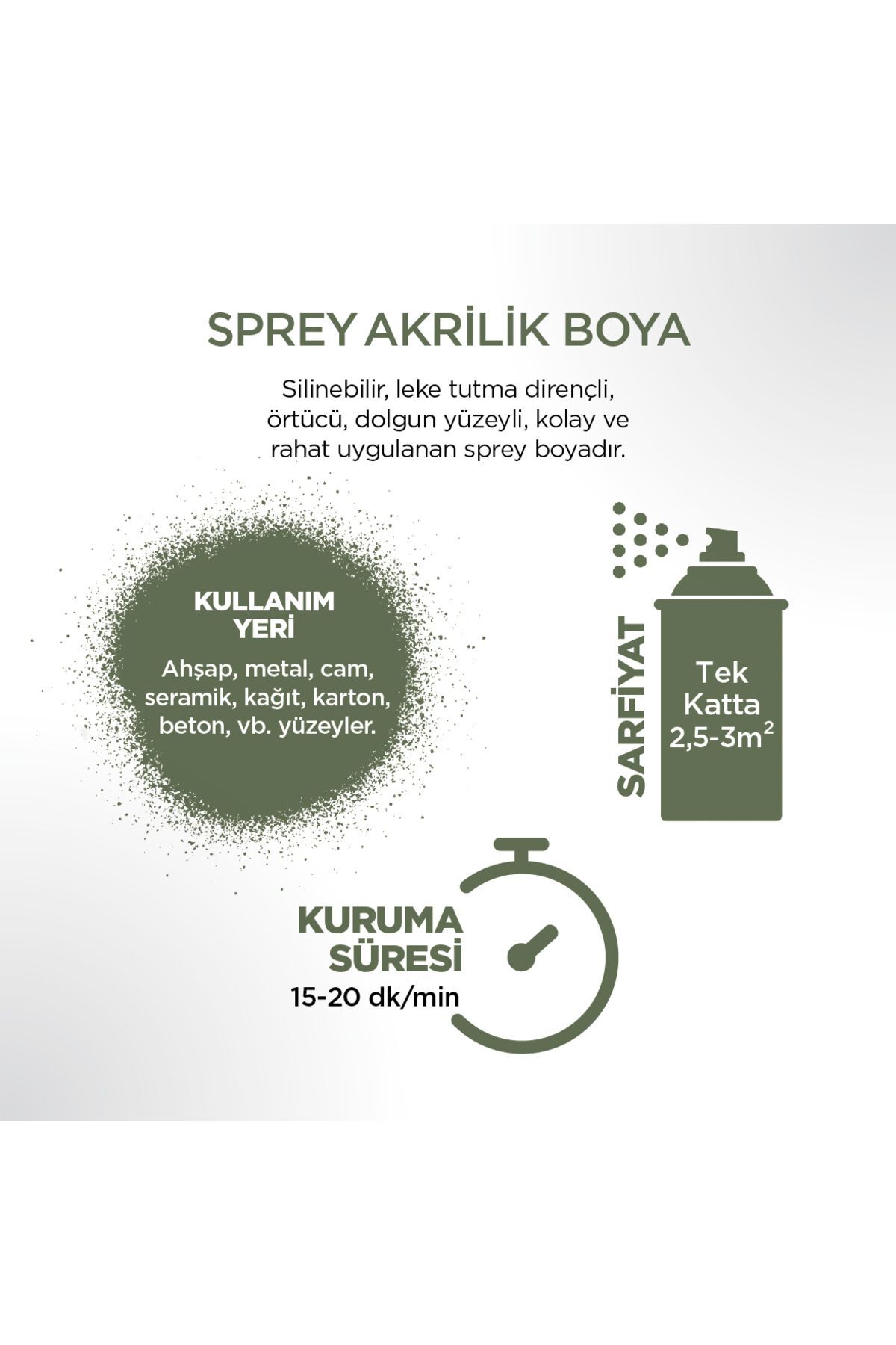 314 Akrilik Sprey Boya Açık Yeşil Ral-6021 Düz Renk