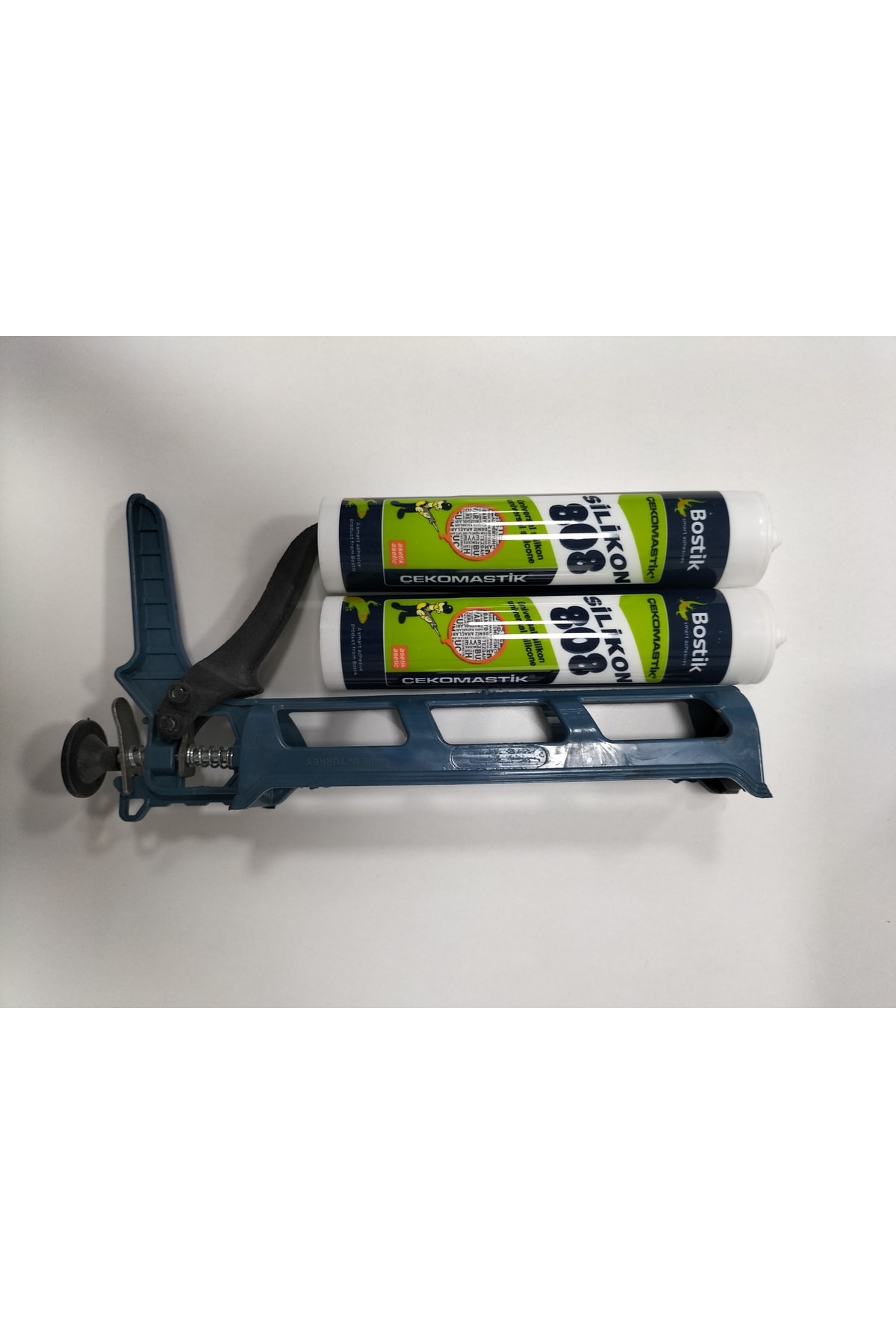 2 Adet Beyaz Silikon + Plastik Silikon Tabancası