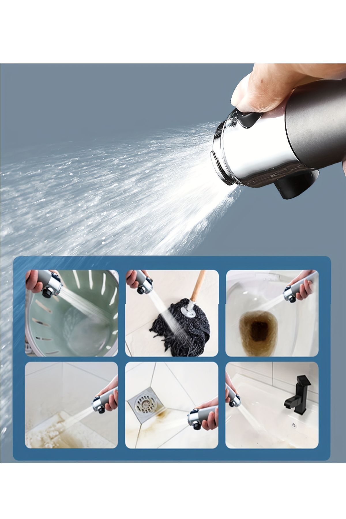 Masaj Etkili Filtreli 3 Fonksiyonlu El Duşu , Spiral Hortum Ve Mafsal 3'lü Set