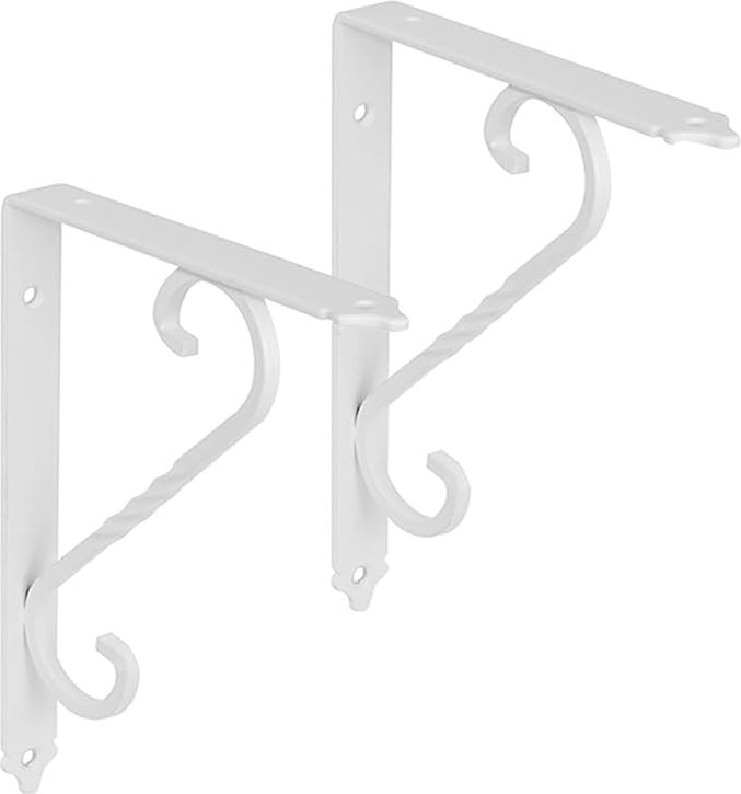 2 Adet Ferforje Raf Altı Ayak Dekoratif Raf Tutucu Beyaz Montaj Aparatı 135 x 190 mm (Orta Boy)