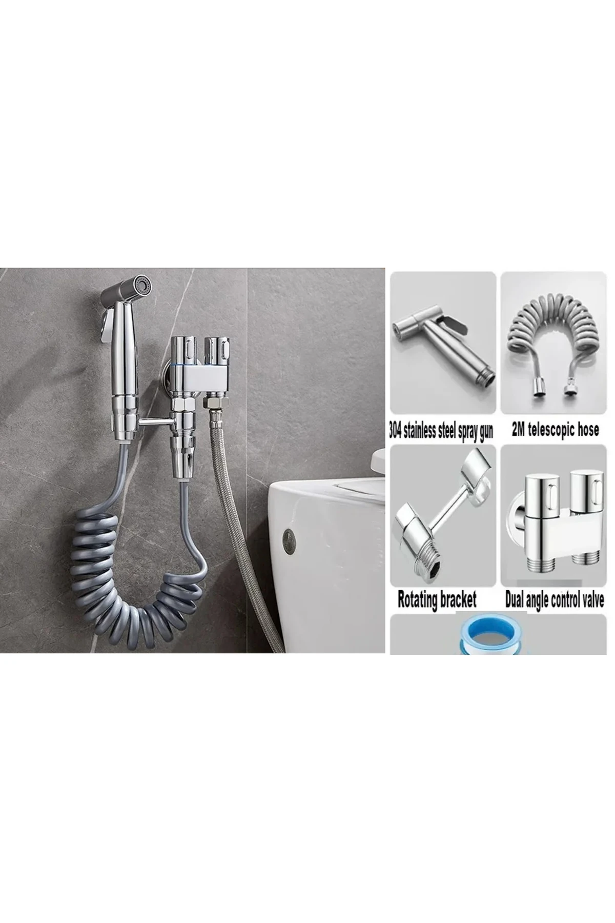 Banyo Bide Basınçlı Püskürtücü Taharet Musluğu Klozet Hortumu Krom Renk İthal 7 Yıl Garantili