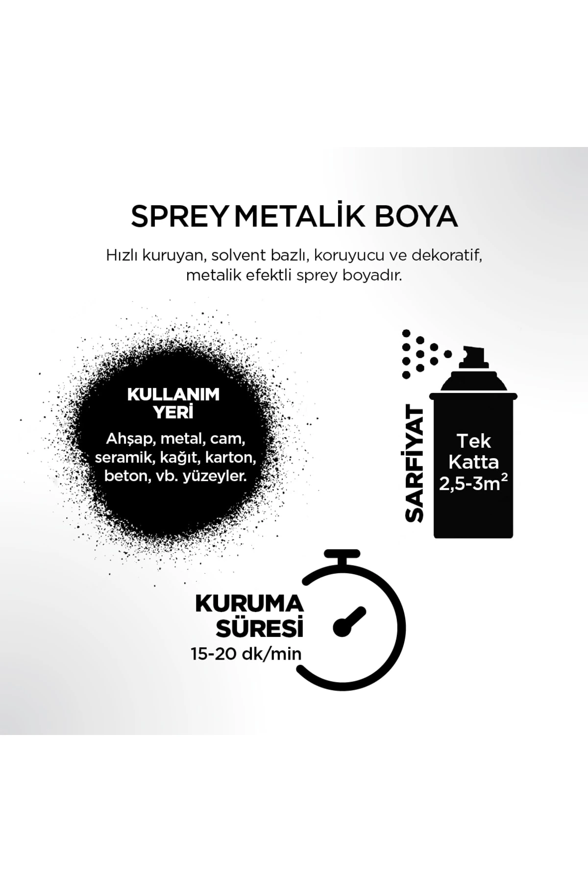 Metalik Siyah Sprey Boya 400 ml