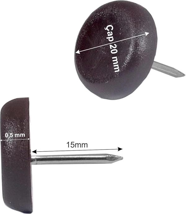 X-Perk Çivili Masa Sandalye Koltuk Mobilya Ünite Zemin Koruyucu Plastik Papuç 25 Adet Çap 20 mm