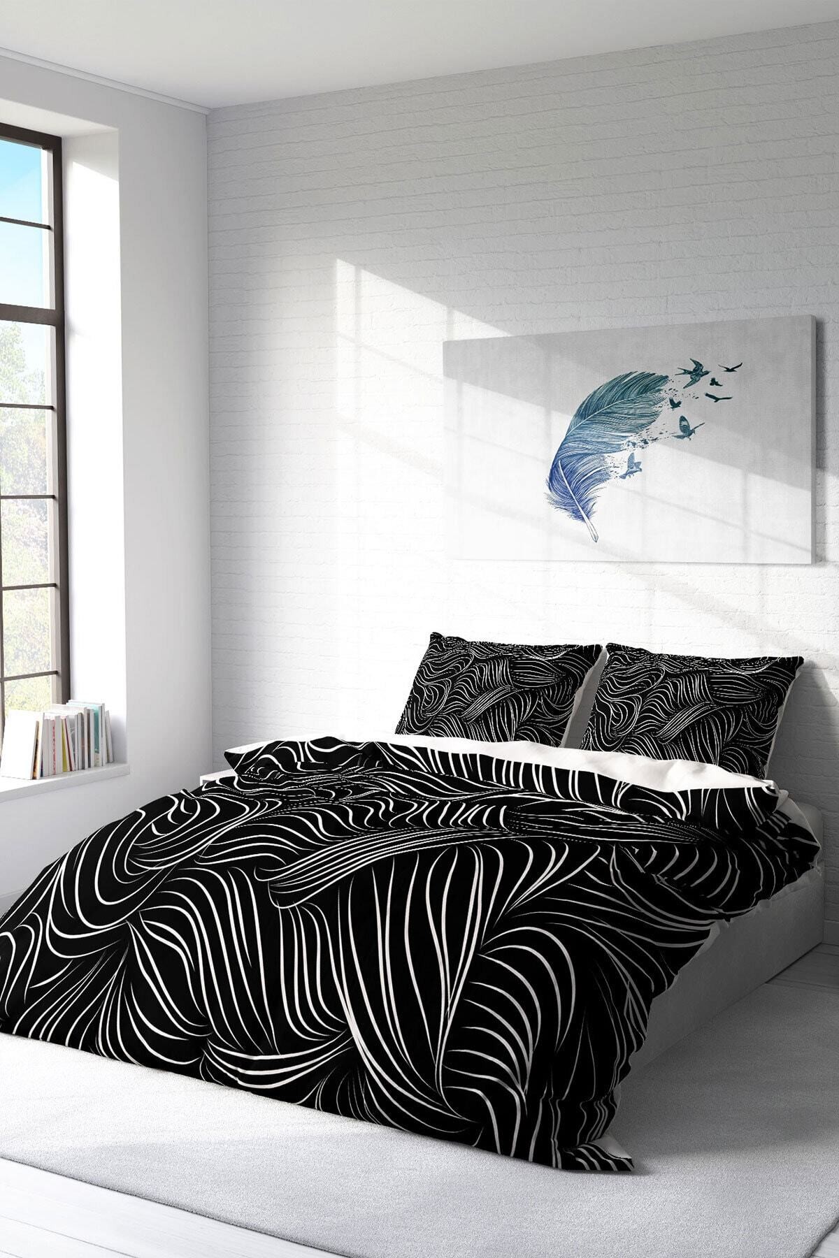 Kıng Sıze Zebra Stripes Modern Çift Kişilik Nevresim Takımı 220x240cm