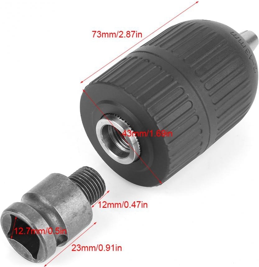 Flyeer 2020 2-13MM 1/2-20UNF 1/2 Chuck Adaptörü ile Kendinden Kilitlemeli Anahtarsız Elektrikli Matkap Chuck Darbeli Anahtar Dönüşüm Alet Takımı Tutucu Için