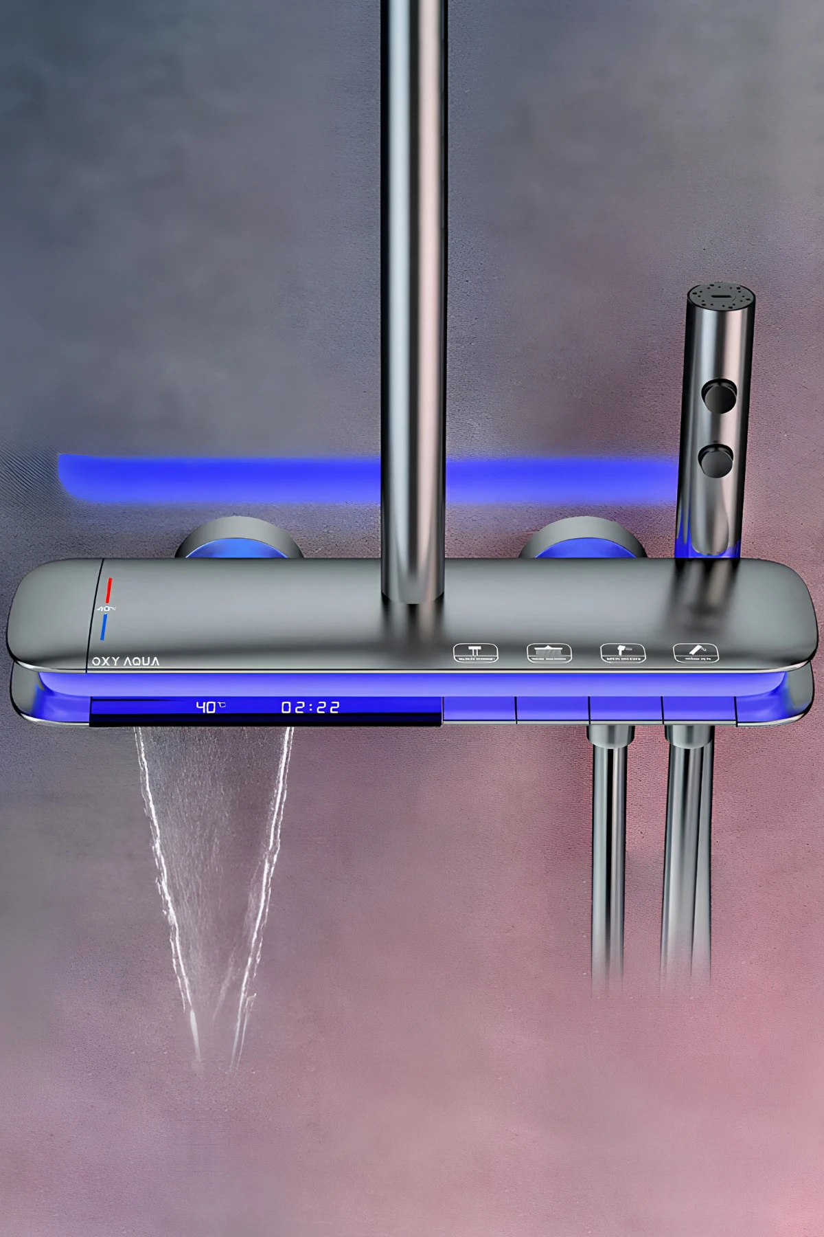 Premium Dijital Led Göstergeli Piano Robot Duş Seti - Piyano Tepe Duş Seti