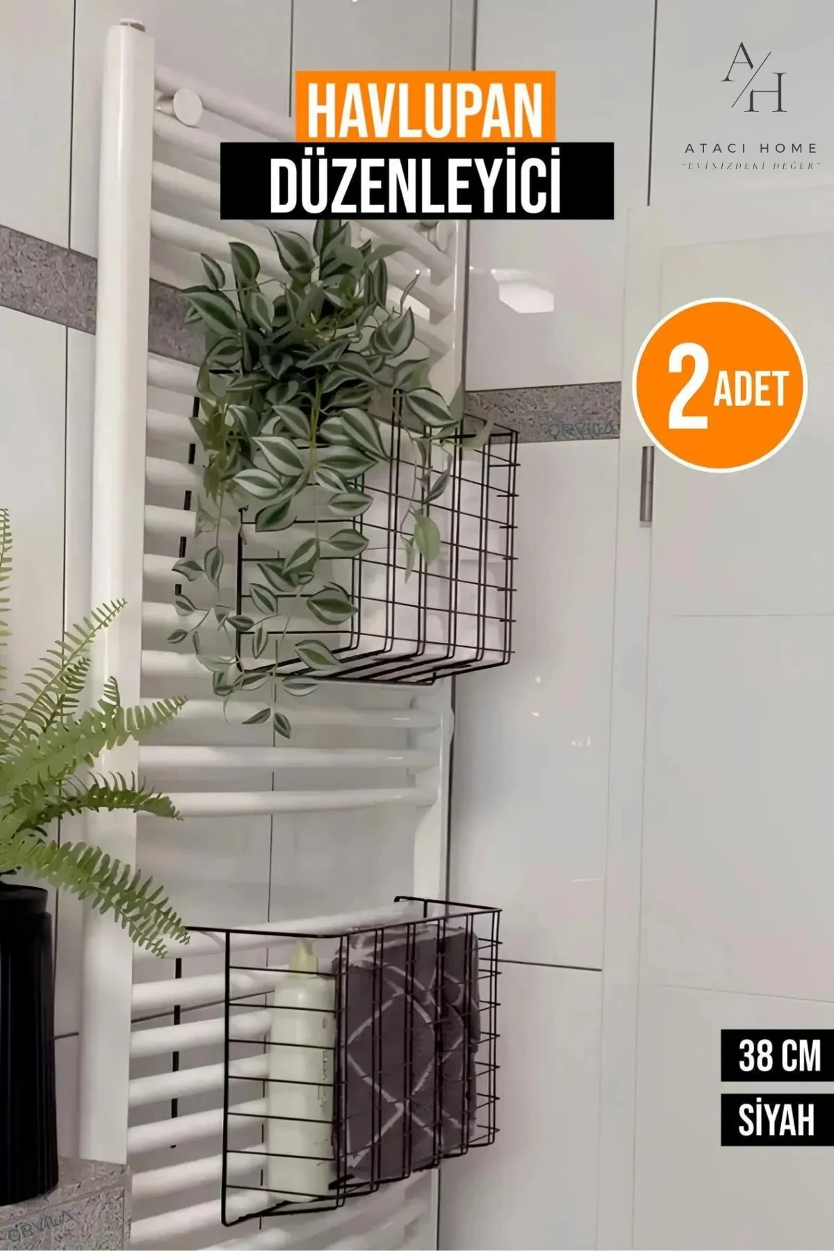 1.Kalite Siyah Asılabilir Havlupan Düzenleyici Banyo Havlu - Tuvalet Kağıdı Sepeti- Fenomen Ürünü