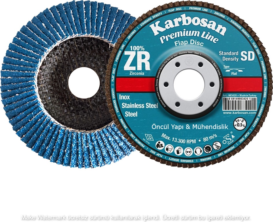 KARBOSAN Zirkonyum Flap Disk Zımpara 115X40 Kum / 1 Adet