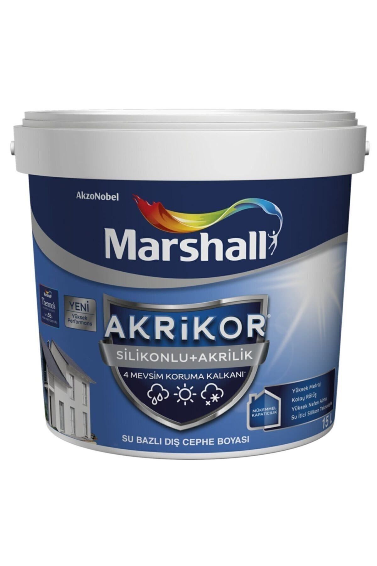 Akrikor Silikonlu Akrilik Dış Cephe Boyası 2.5 lt BEYAZ - 4 Mevsim Koruma Sağlar