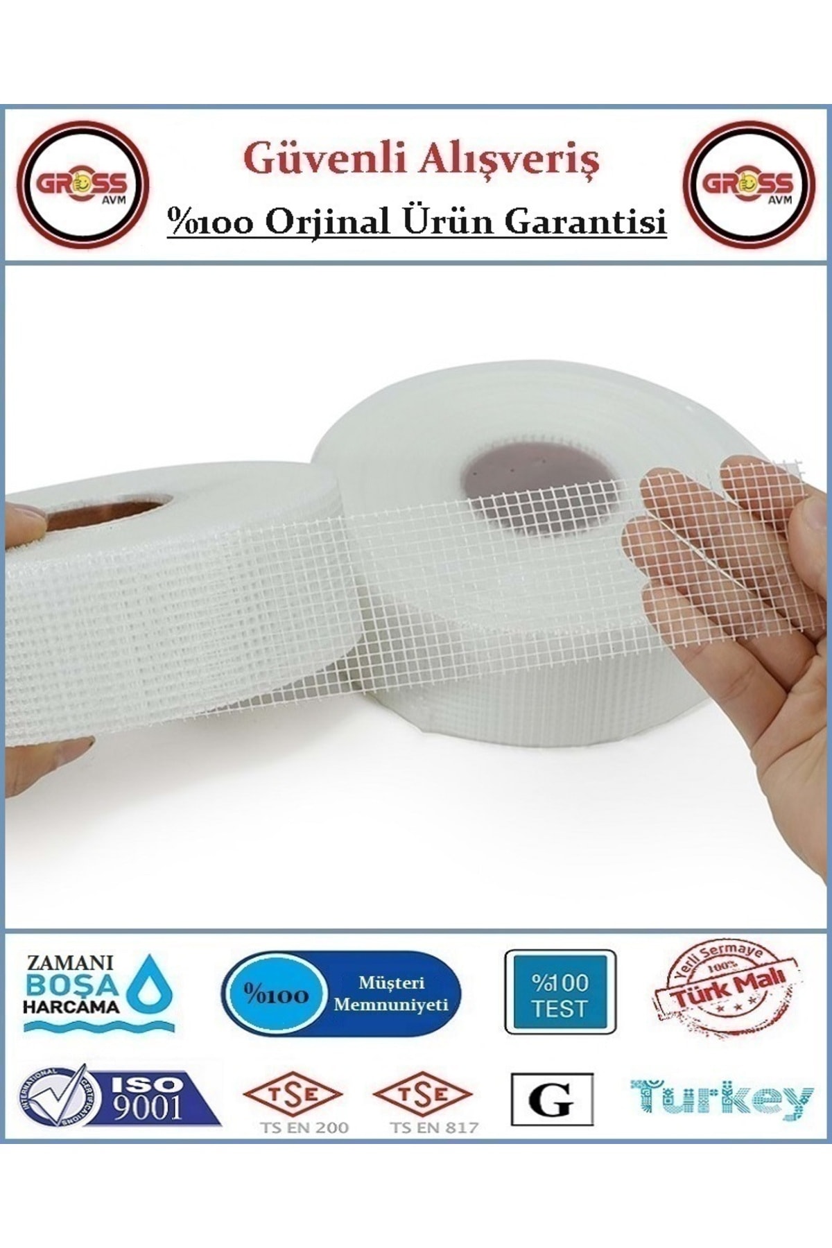 OZKUVVET Derz Bandı Yapışkanlı - Alçı Sıva Altı File Bant - 4.8X45 Metre