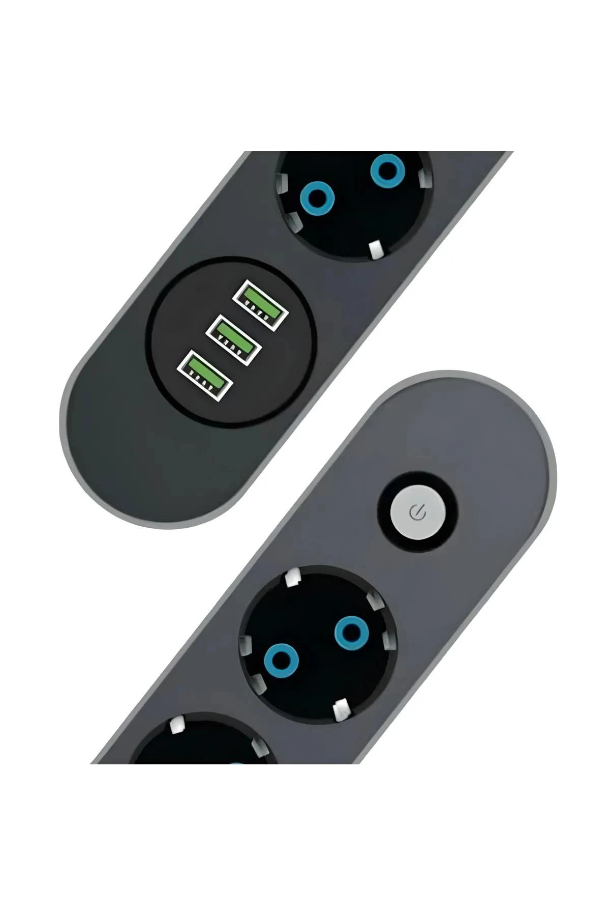 Termal Akım Korumalı Akıllı 3 Lü Grup Priz Ve 3 Lü USB Şarj Portlu 2 Metre Uzatma