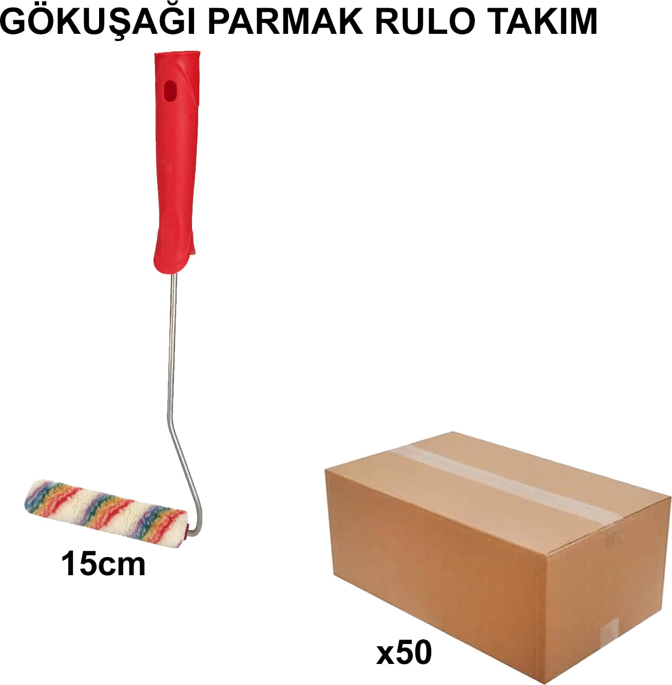 Izmir Fırça Arge Toptan Gökkuşağı Parmak Rulo Takım 15 Cm-50 Adet 011038