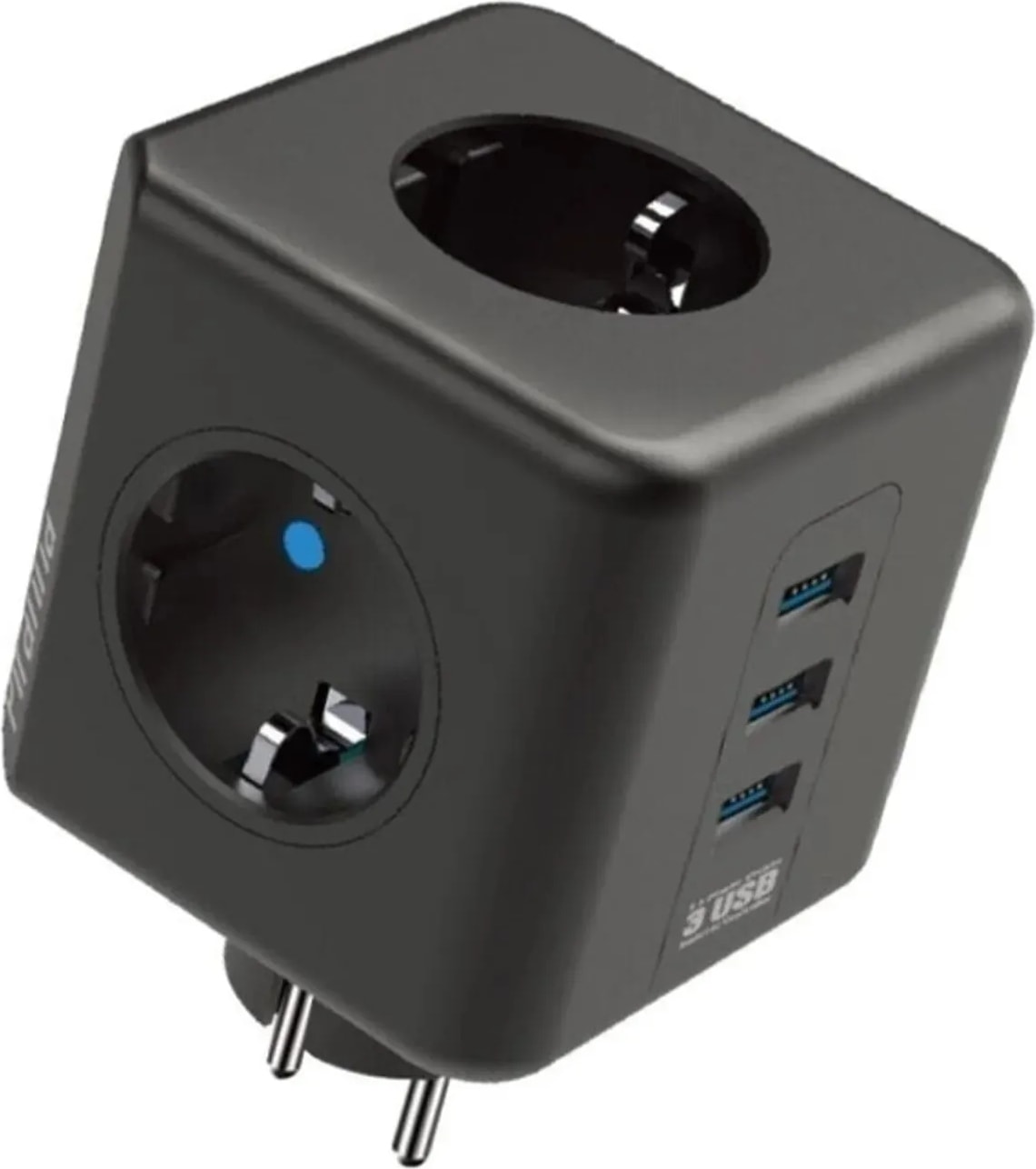 Termal Akım Korumalı 3'lü Duvar Tipi Priz 3 Usb'li Küp Priz Ftr-09 + 2 Adet Mini LED Lamba