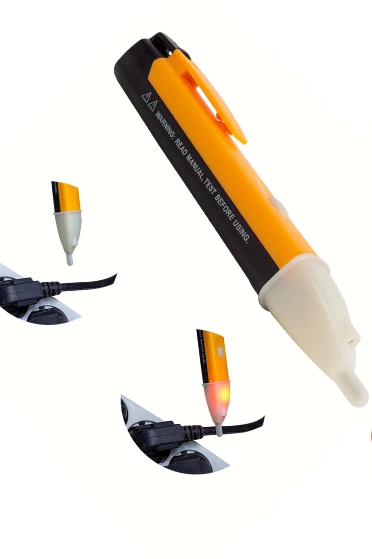 2 Adet Dedektörlü Temassız Işıklı Kablo Voltaj Test Elektrik Kaçak Dijital Kontrol Kalemi Cihazı