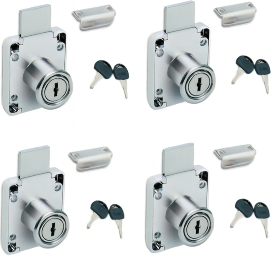 4 Adet Ymk Kare Çekmece Kilidi, Kapak, Dolap, Posta Kutusu, Yurt Dolabı Kilidi 2 Anahtarlı Krom