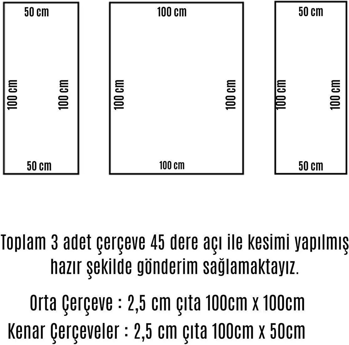 Boyanabilir 4 cm Duvar Çıtası 3 Adet Hazır Kesimli Strafor Çerçeve Paketi