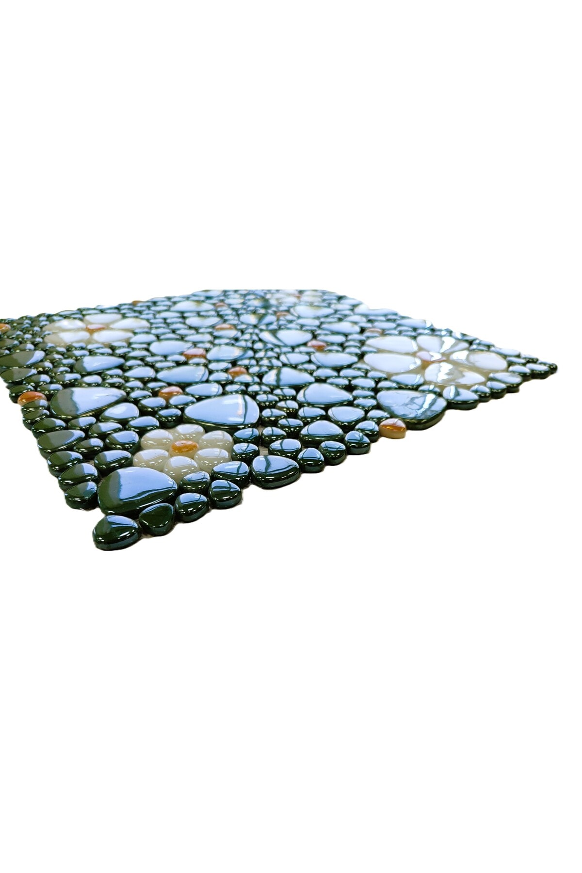 Mutfak, Banyo, Havuz, ve tüm yüzeyler için Çiçek desenli Cam Mozaik (5 File=0.5m2 Fiyatıdır)