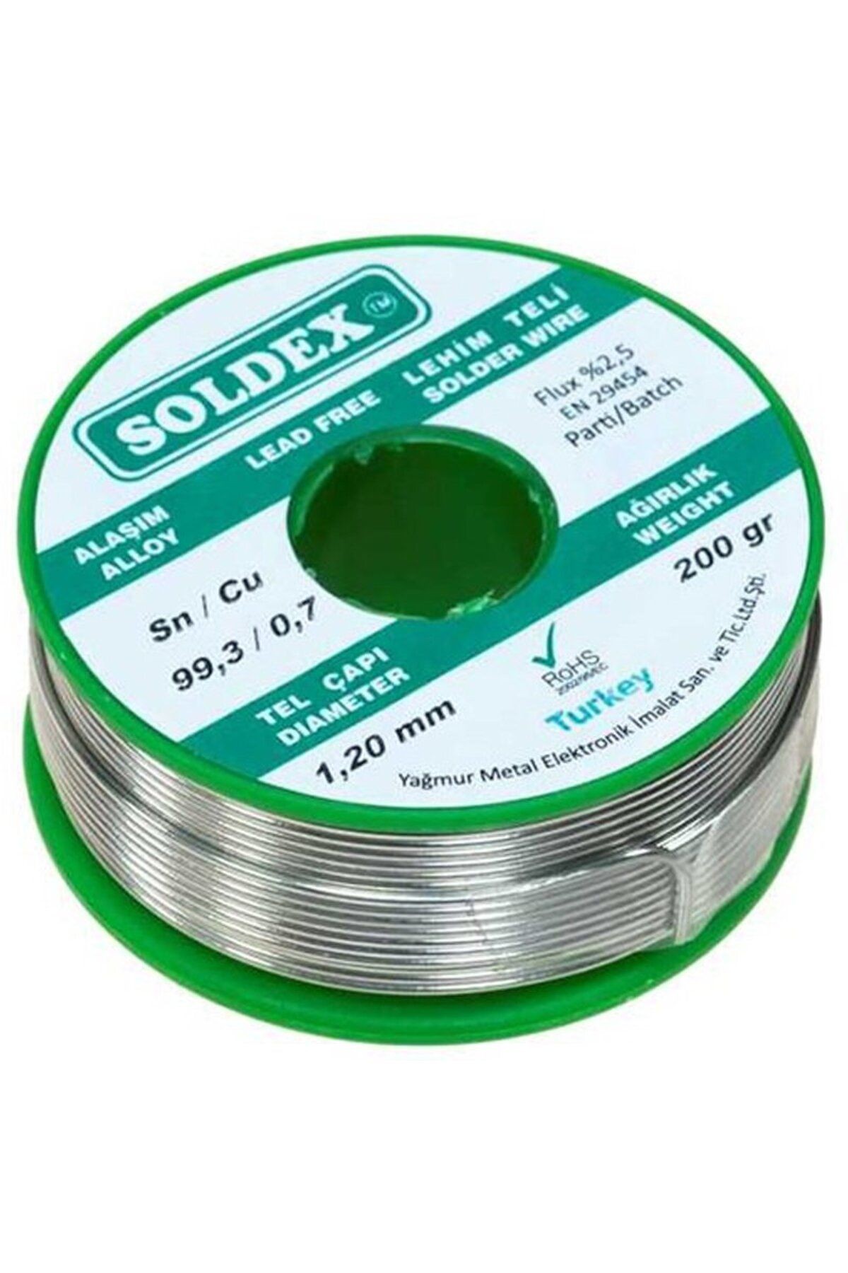 Soldex Kurşunsuz 1.2mm 200 gram Lehim Teli Sn99.3/cu 0.7
