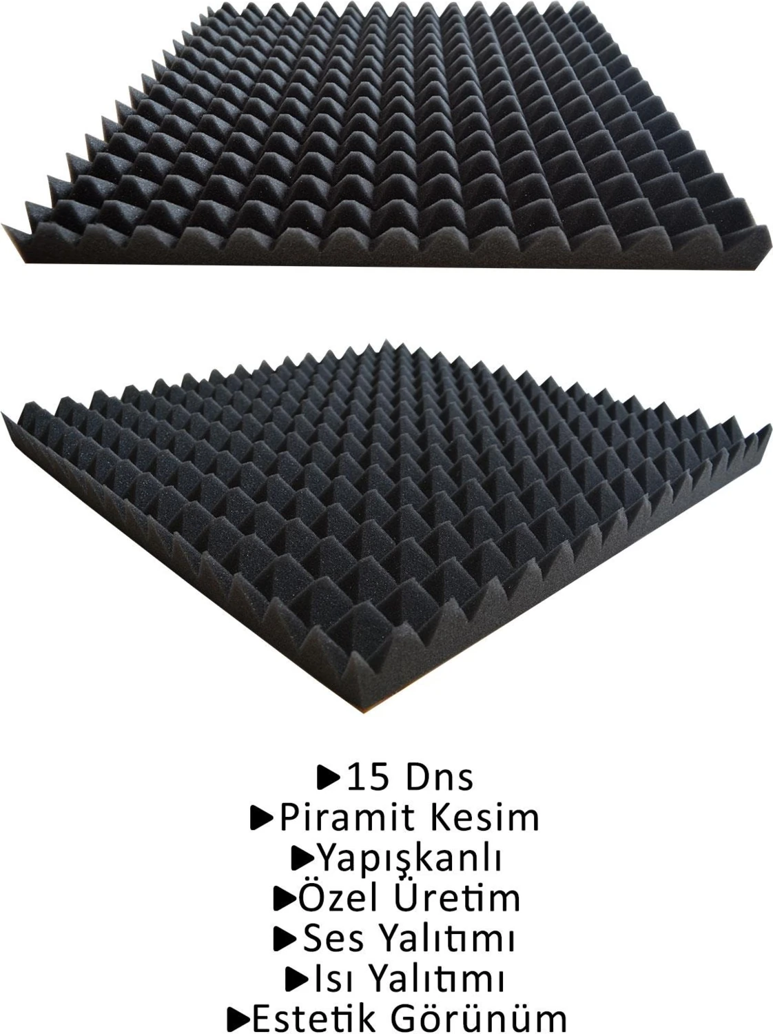 Akustik Yapışkanlı Ses Yalıtım Süngeri 50 x 50 x 4 Piramit Kesim/8 Adet