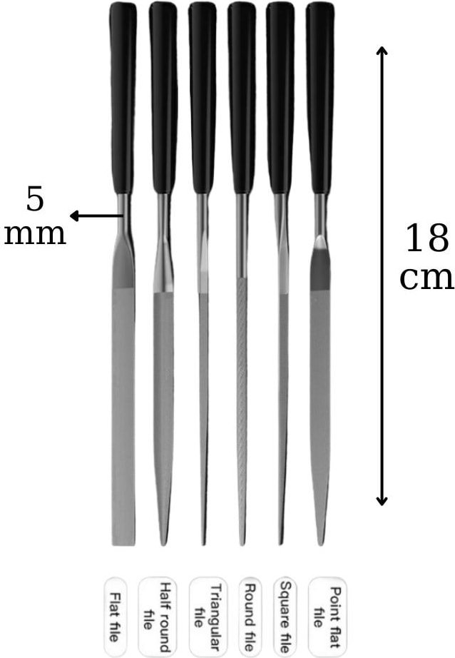 6 Parça Mini Eğe Iğne Model Demir Ahşap Metal Törpü Eğe 18 cm
