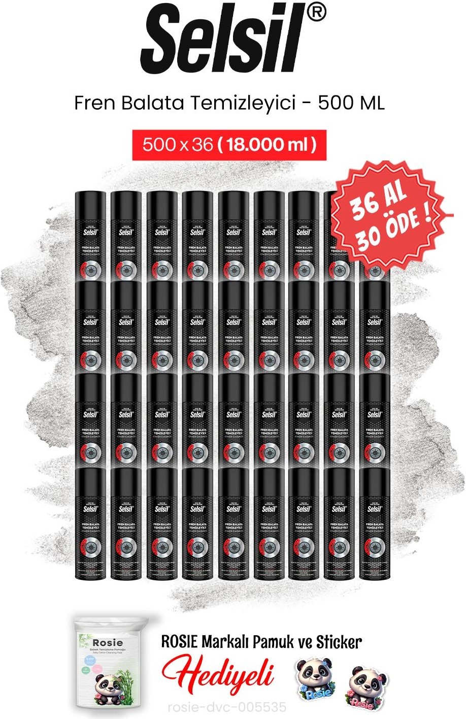 500 Ml, 36 Al 30 Öde Fren Balata Temizleyici Sprey ve Rosie Pamuk
