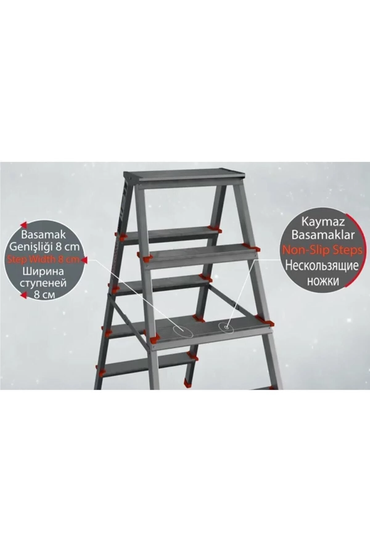 Xxx Paslanmaz Alüminyum Çift Çıkışlı Çift Taraflı Seyyar Merdiven 3 3 Basamaklı