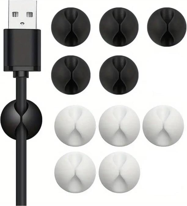 10 Adet Kablo Tutucu Klips Şarj USB Telefon Kablosu Sabitleyici Yapışkanlı Masa Araç Düzenleyici