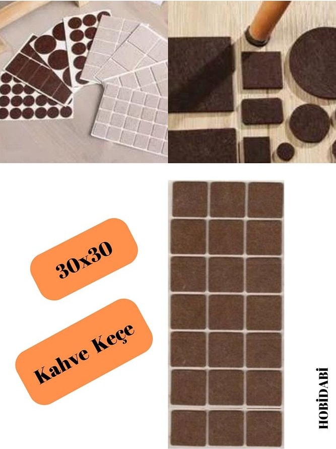 Keçe Yapışkanlı Mobilya Keçesi Kare Keçe 30X30 mm
