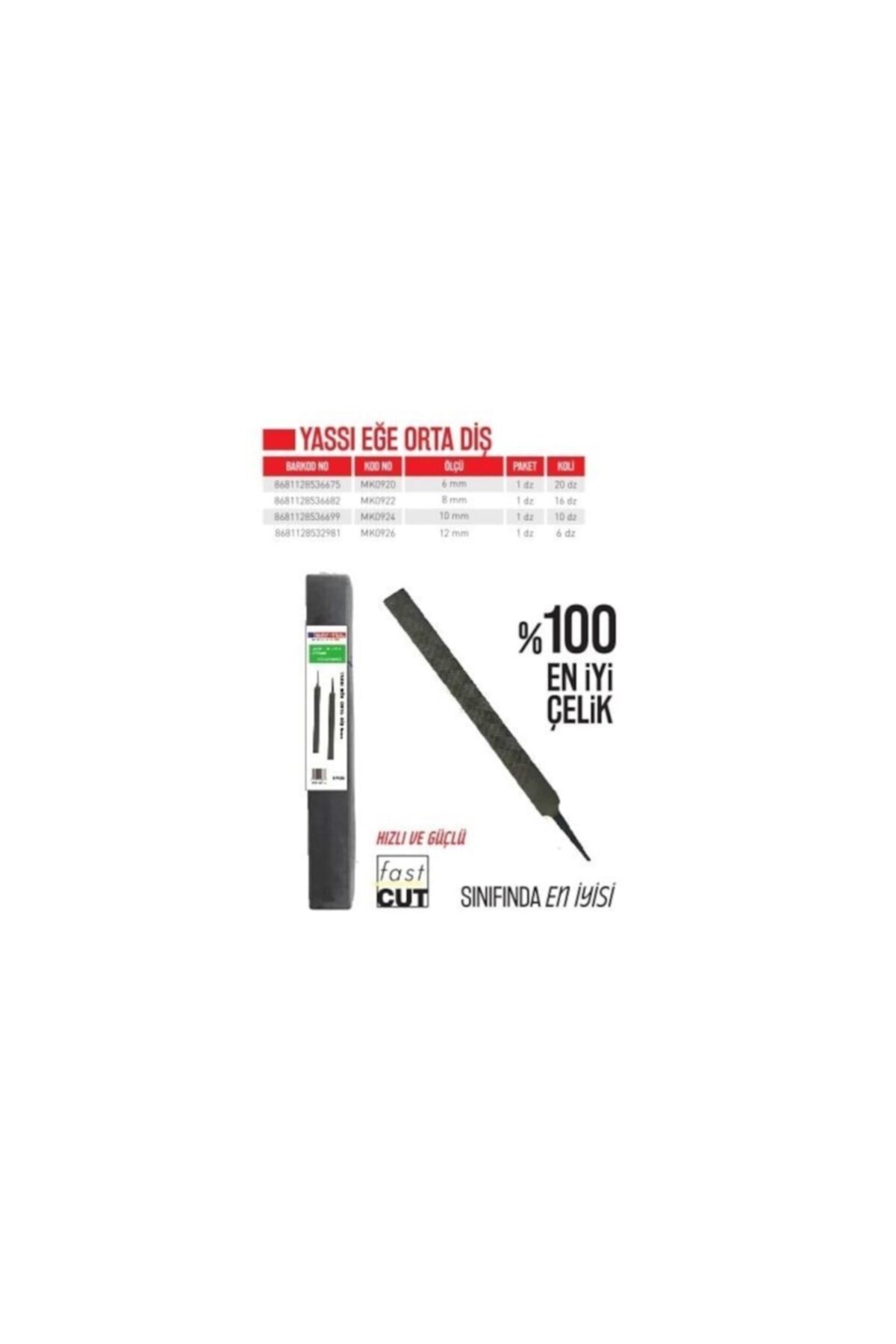 Yassı Eğe Orta Diş 8 mm mk0922