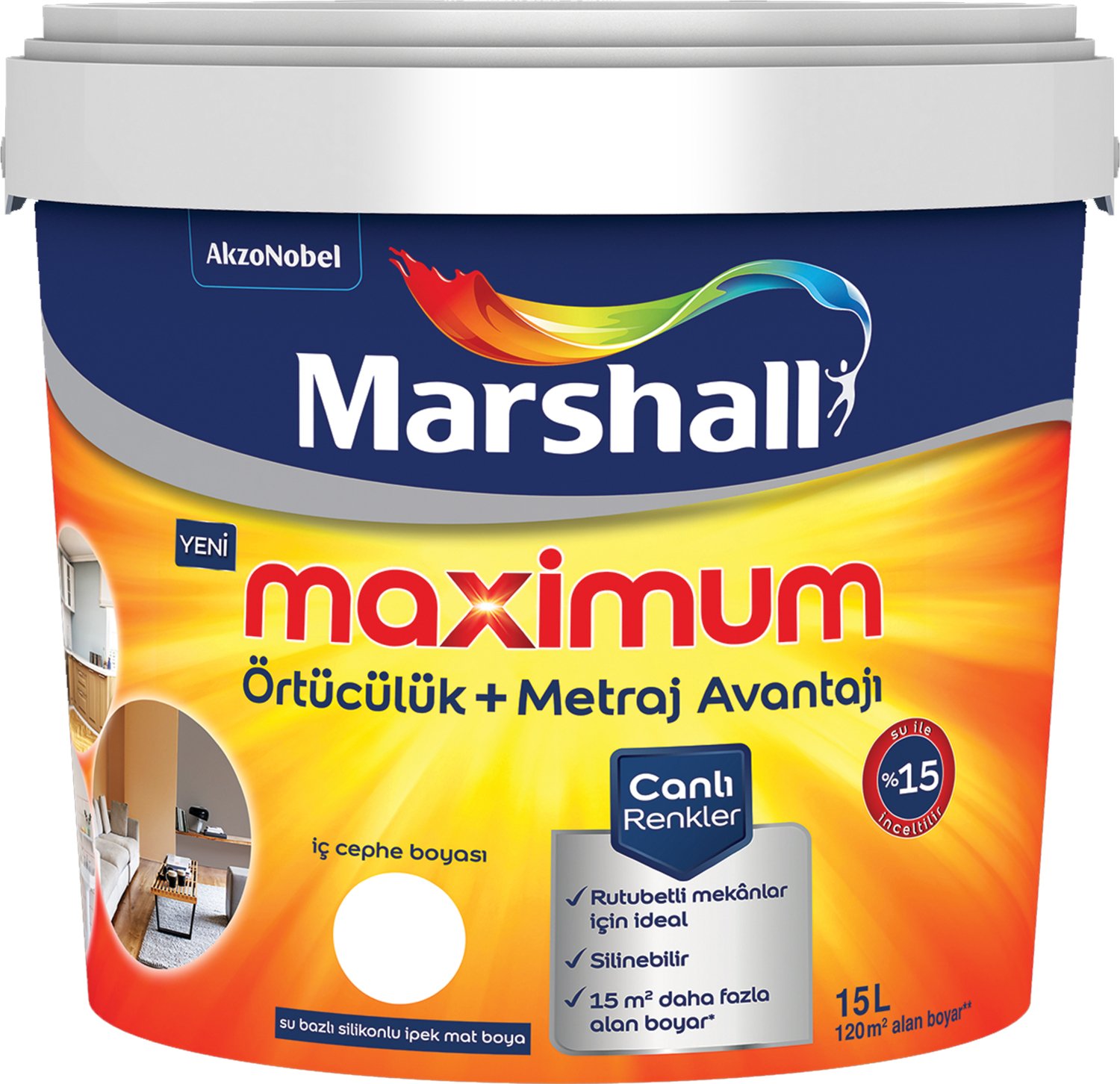 Maximum Silikonlu İpek Mat Beyaz 15 lt. (20 kg)