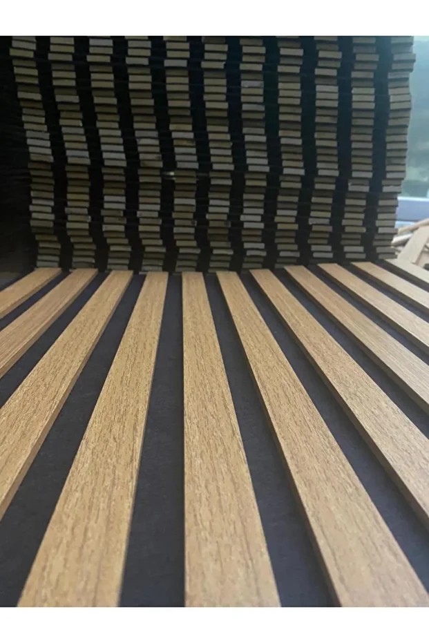 1m² (50cmx50cm 4 Adet)Kahverengi Akustik Duvar Paneli 3mm Keçe Ve 8mm Mdflam Duvar Çıtası Lambiri