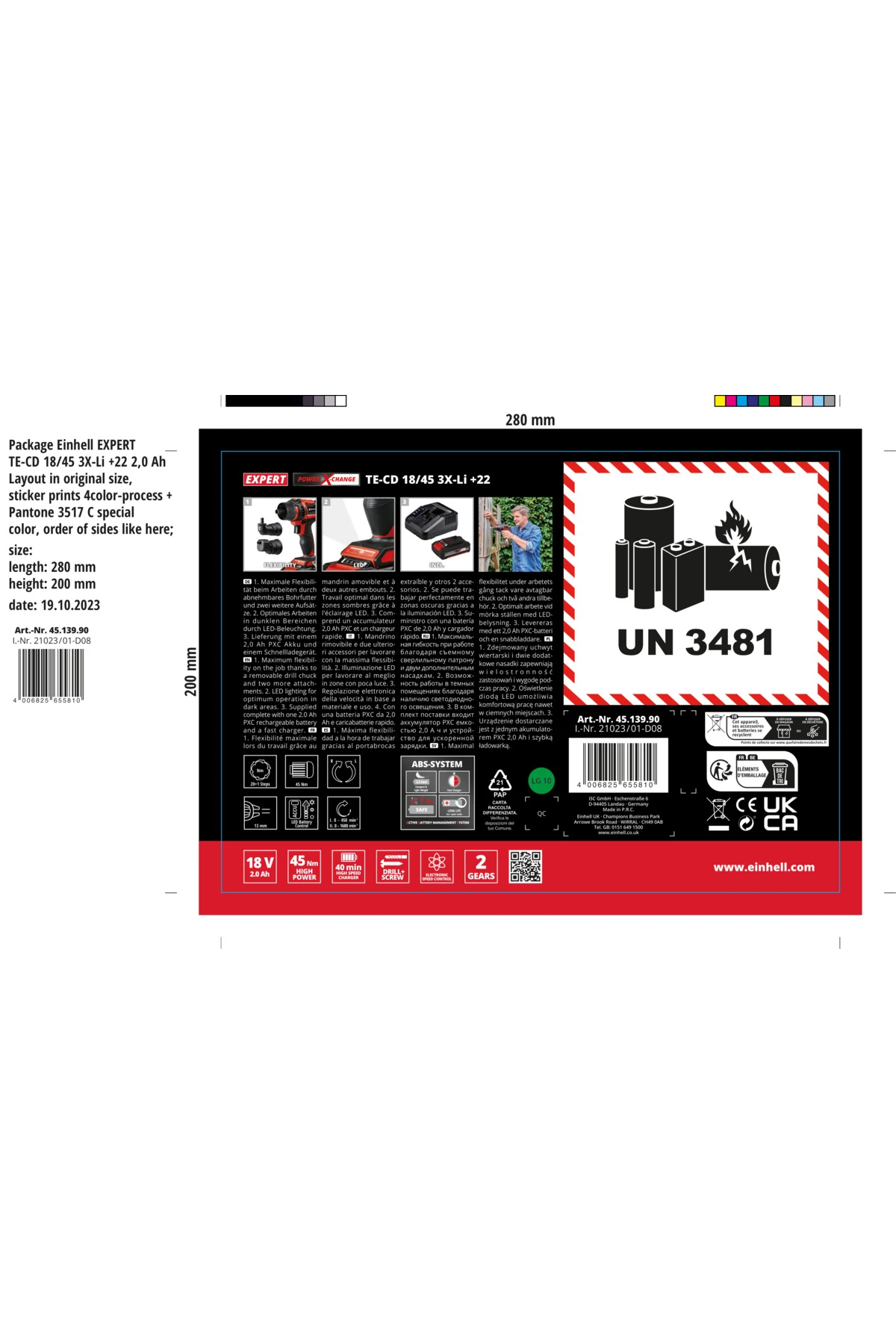 Te-cd 18/45 3x Li 22 (1X2,0 AH), Akülü Vidalama - 4513990