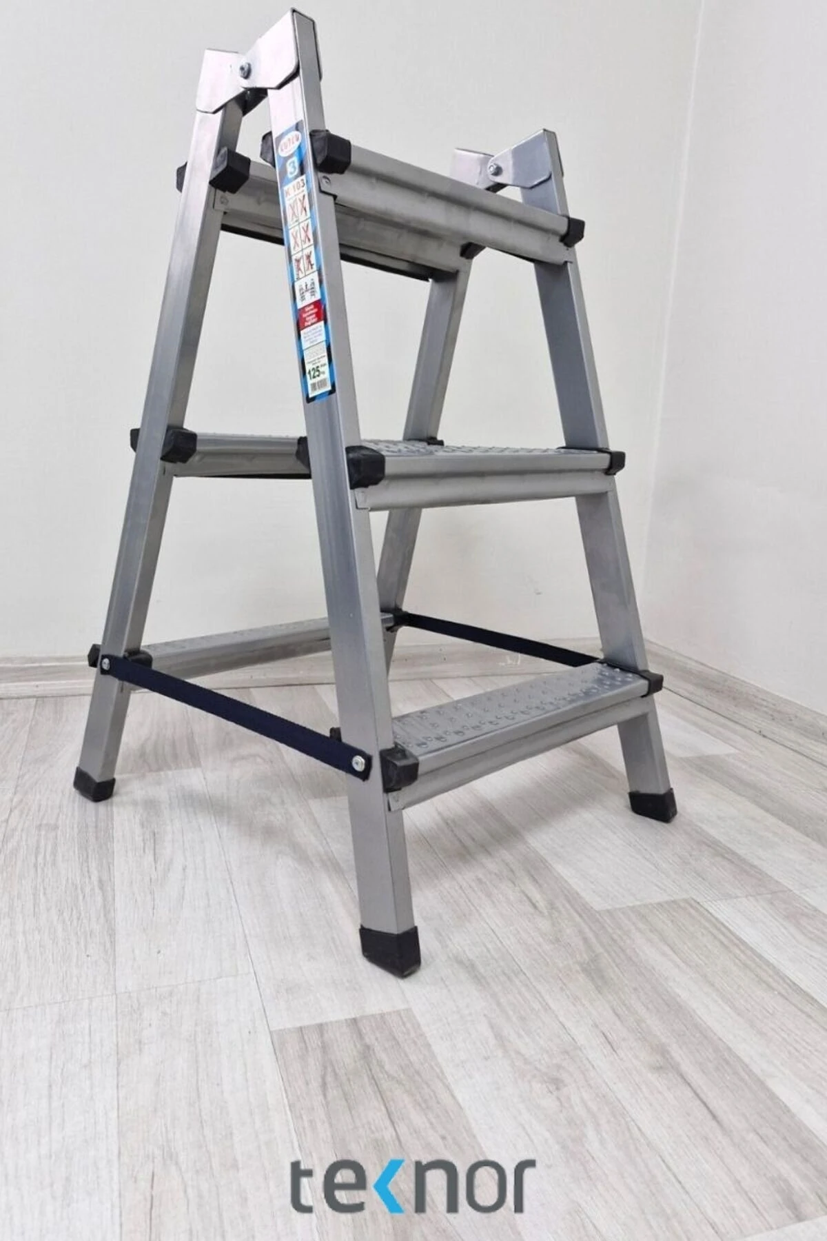 Çift Taraflı Dayanıklı 3+3 Metal Basamaklı Merdiven