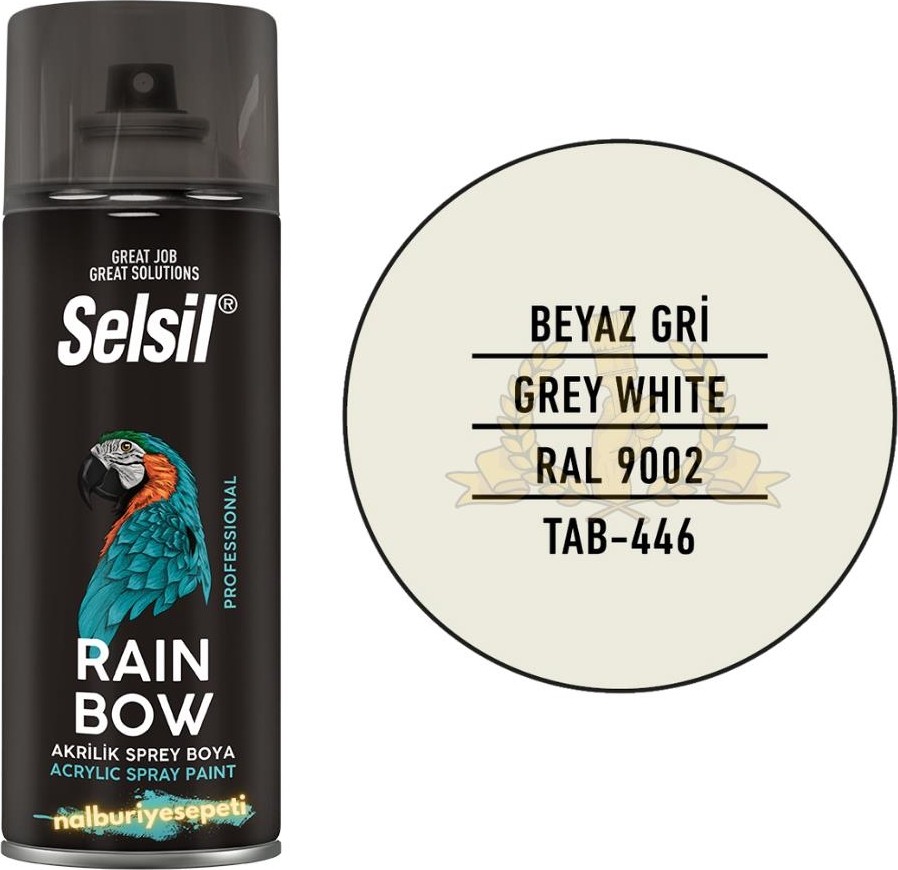 Rainbow Akrilik Sprey Boya Beyaz Gri 400 Ml. - RAL9002