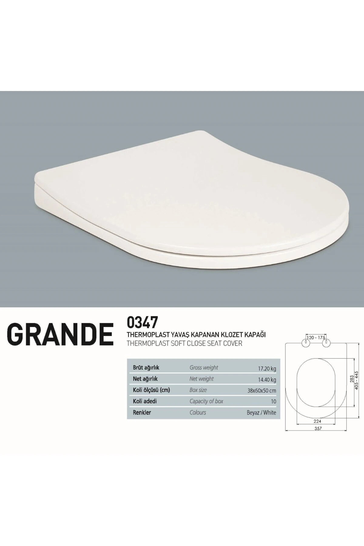 Rondo Beyaz Kanallı Asma Klozet RND5508, Nkp Grande Yavaş Kapak