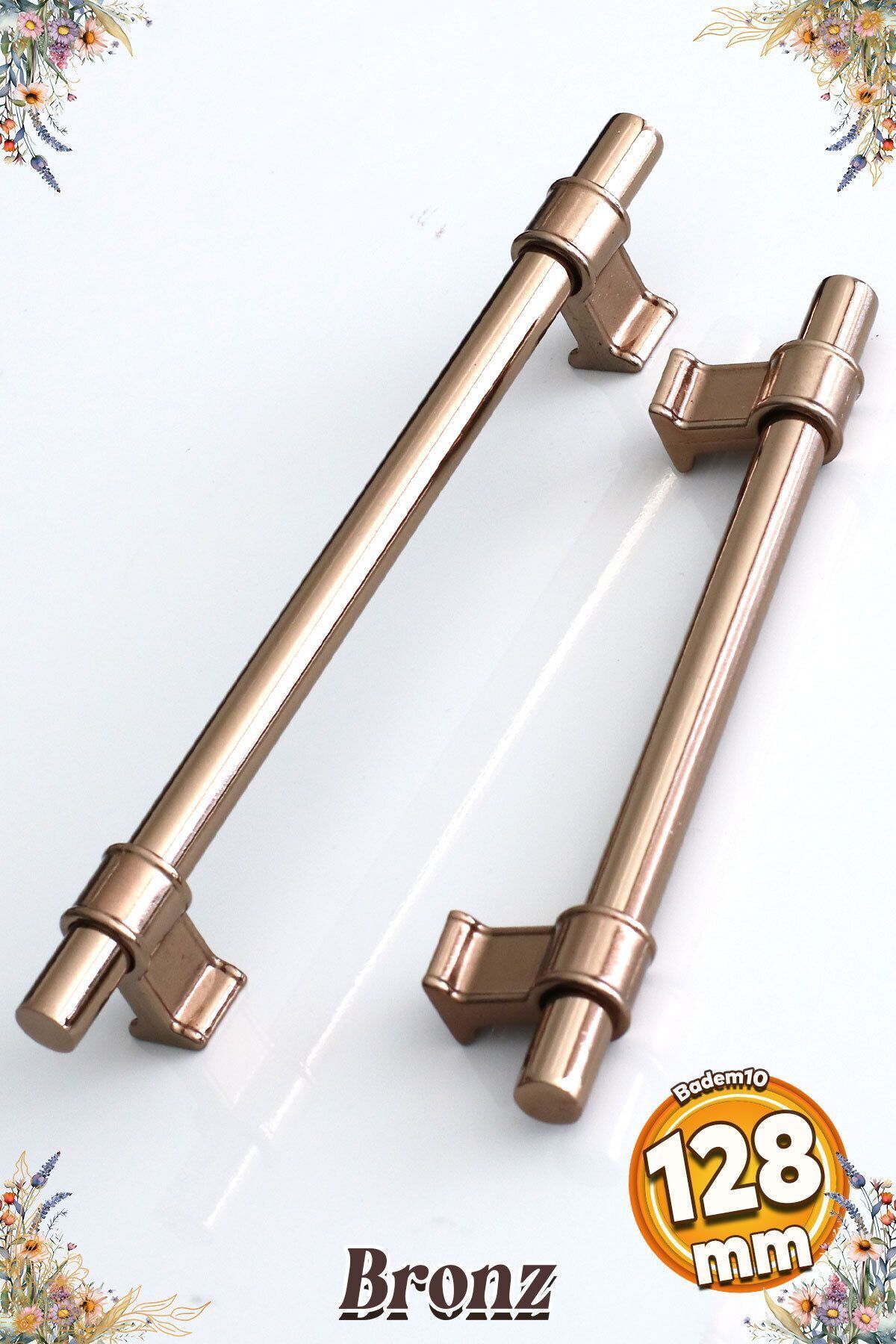 BADEM10 Hisar Bronz Metal Kulp 128 Mm-12.8 Cm Dolap Mobilya Mutfak Çekmece Kapak Dolabı Kulpları Kulbu Kulpu