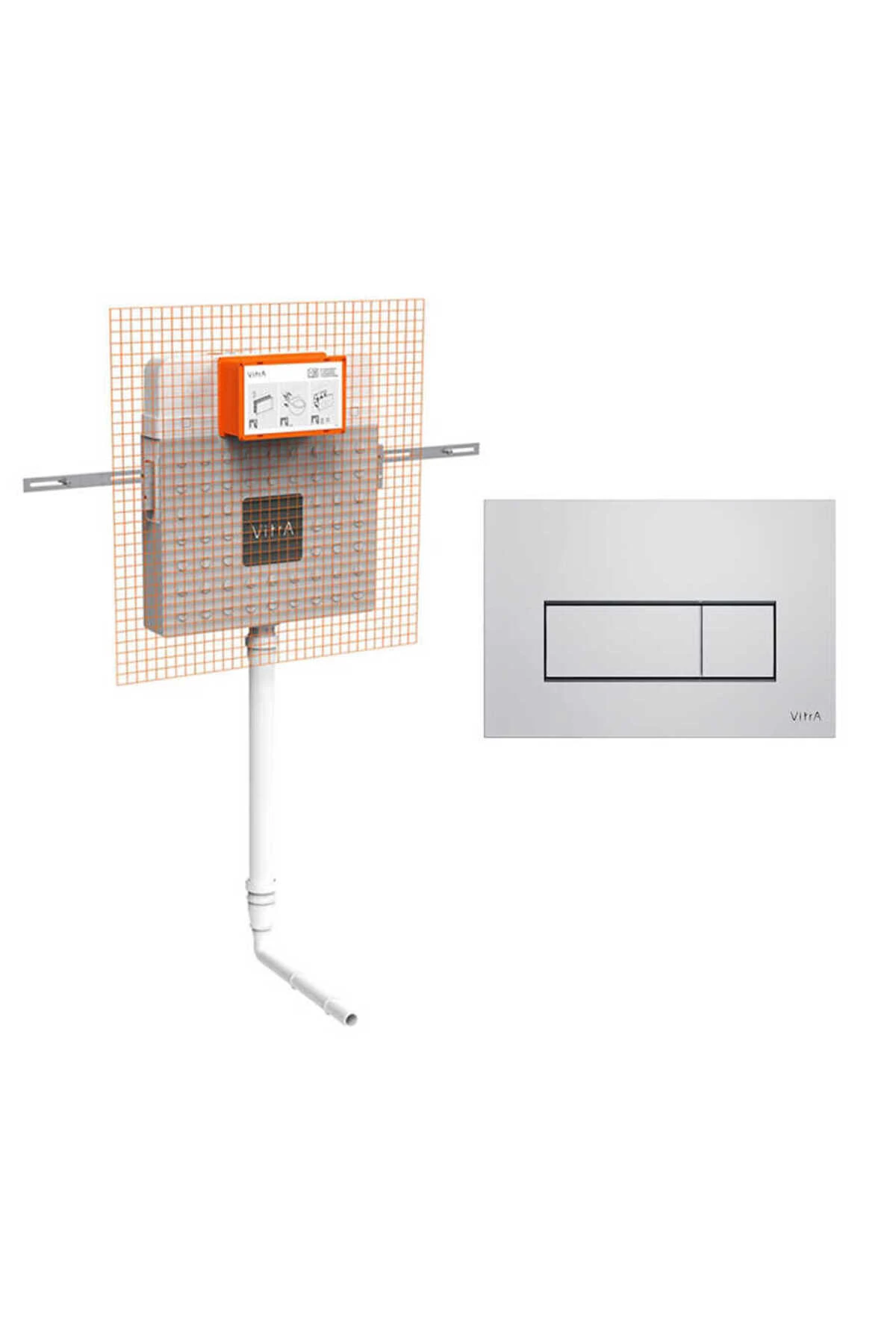 Gömme Rezervuar, İnce Çift Kademeli, Hela taşları İçin Set, 3/6 Litre (Parlak Krom Kumanda Pan