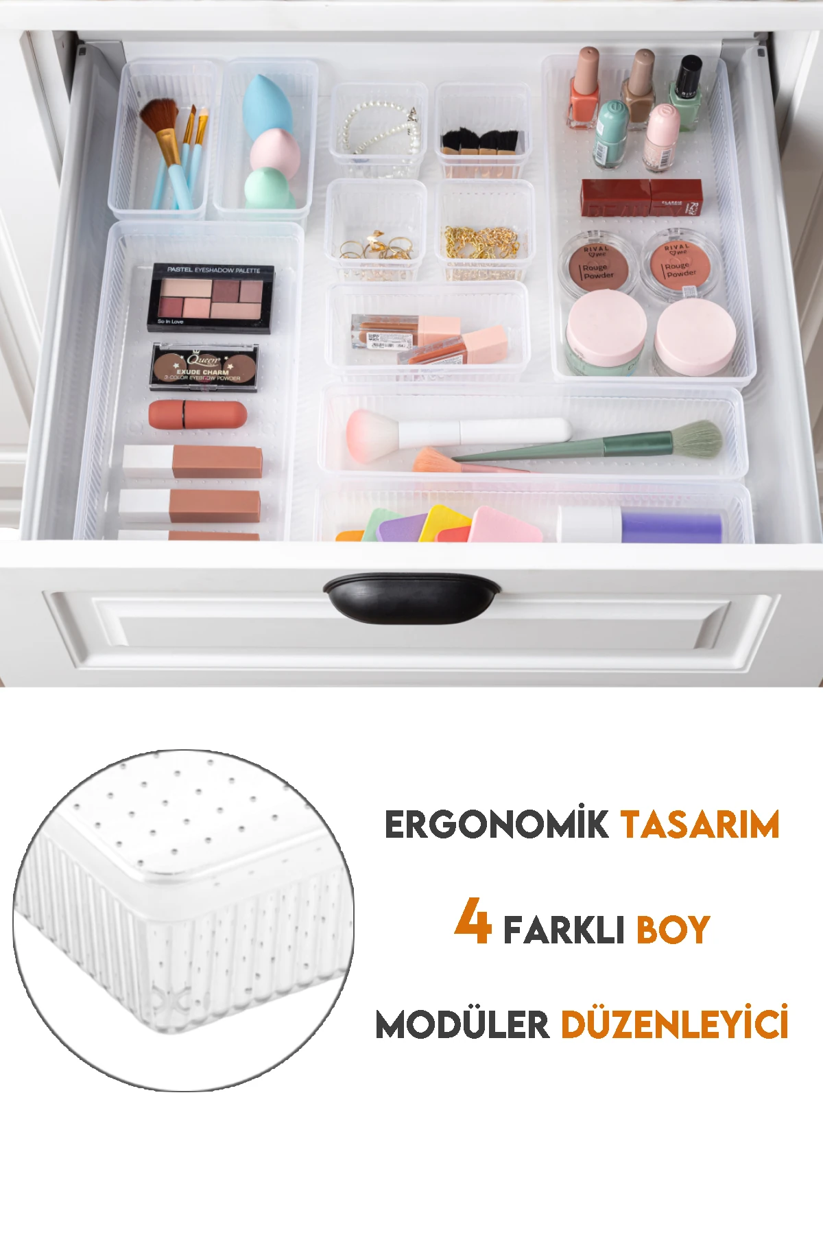 10'lu Çekmece İçi Çok Amaçlı Organizer -Kozmetik Takı Makyaj Organizeri Dolap İçi Düzenleyici Şeffaf
