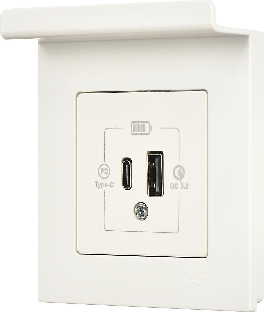 Eqona Fildişi Beyaz Pratik Telefon Tutucu Şarj Prizi 20W QC3.0 PD Type-C + USB Çift Çıkışlı