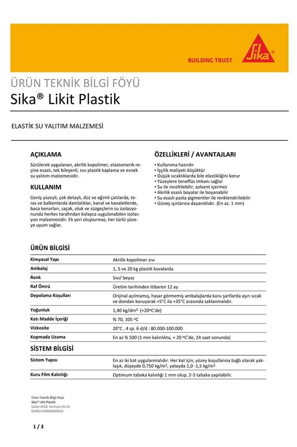 Likit Plastik - 20 Kg