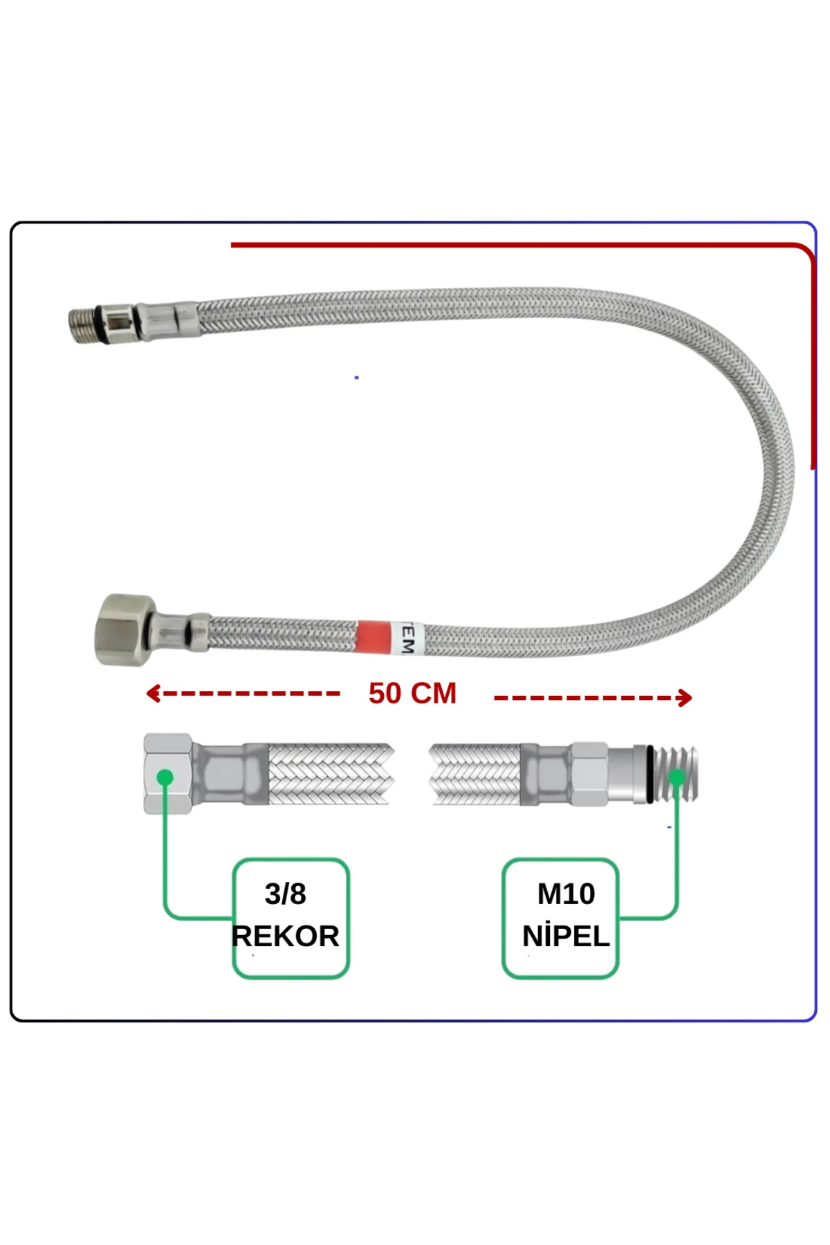 A3162798YP Flex Hortum M10x1x18xG3/8 50CM DN6(10 Sıcak