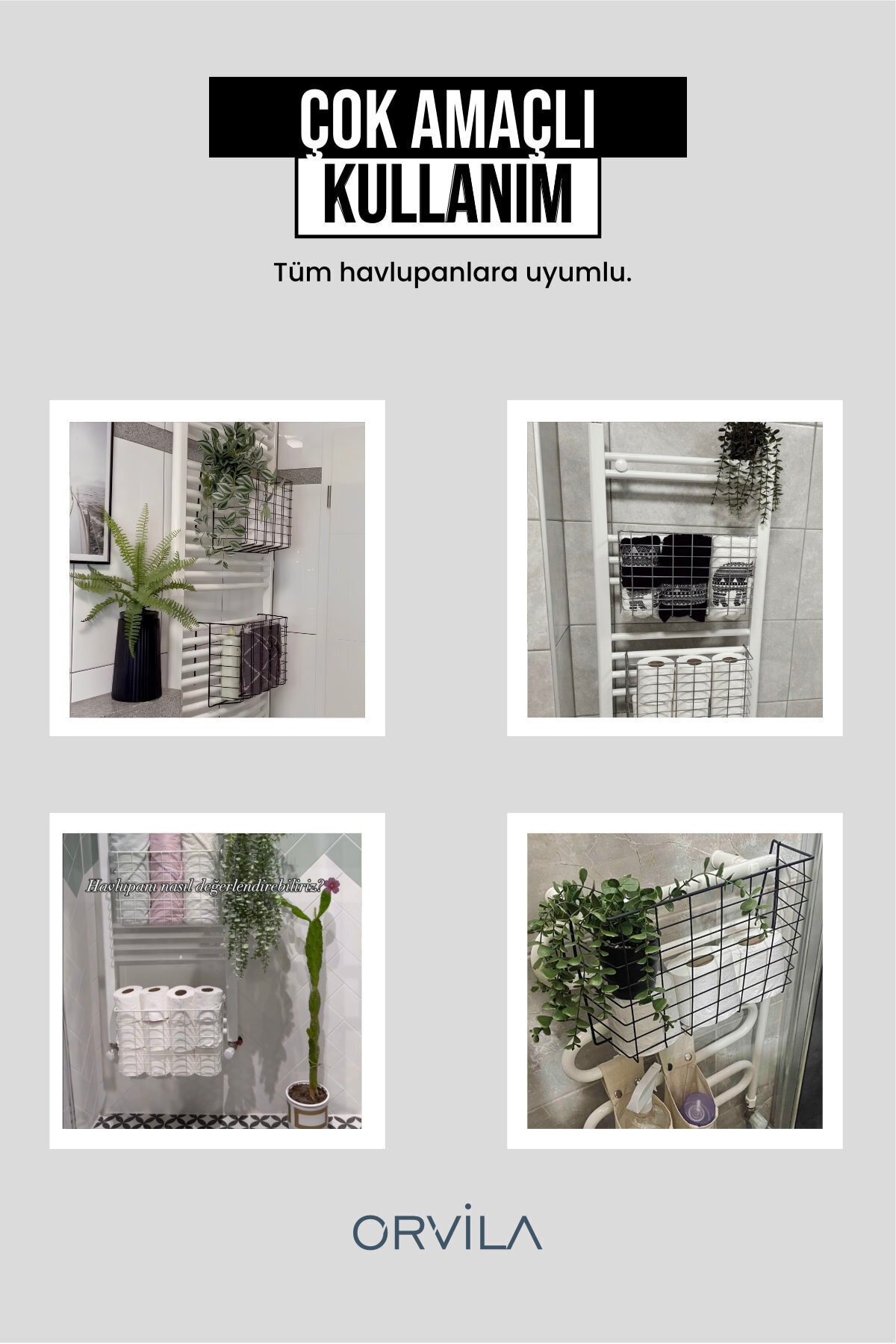 Asılabilir Havlupan Düzenleyici Banyo Havluluk Kurutma Sepeti Tuvalet Kağıdı Organizeri 1 Adet