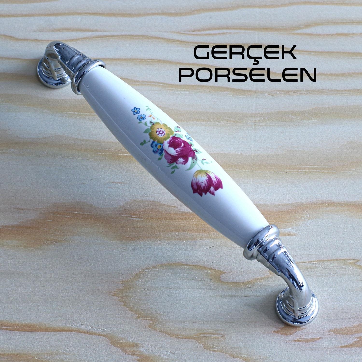 Mobilya Mutfak Çekmece Dolap Kapak Dolabı Kulpları Beyaz 128 Mm-12.8 cm Gerçek Porselen