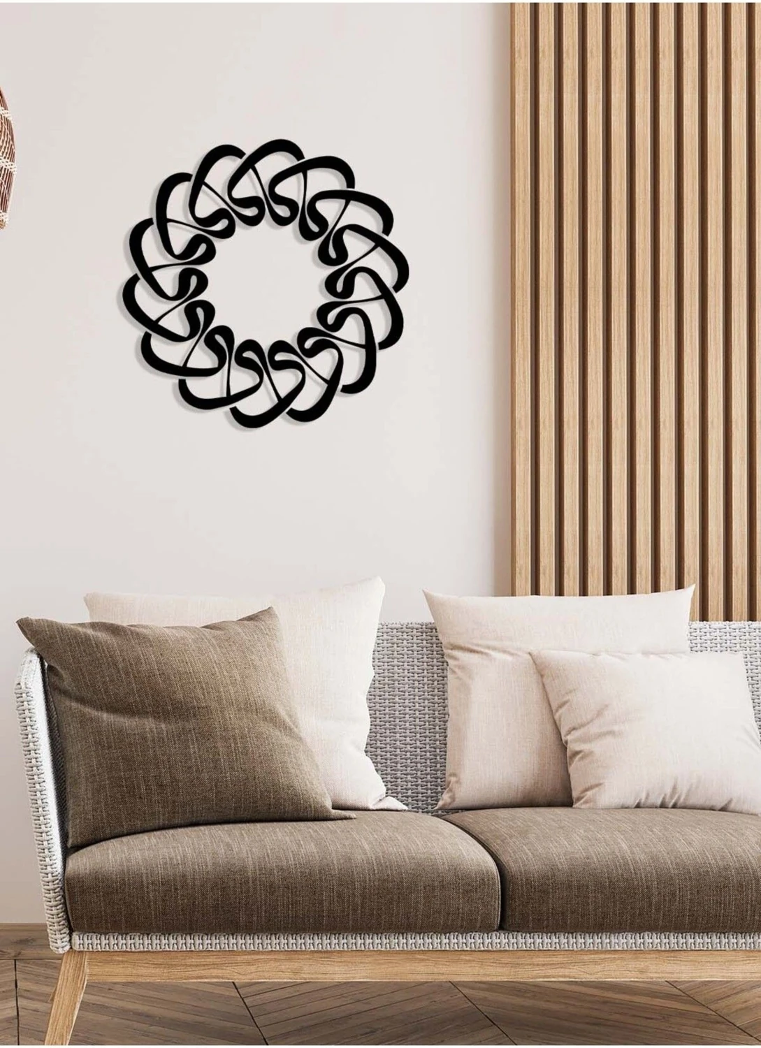 -Vav Harfi Islami Metal Tablo - Islami Ev Dekorasyonu - Dini Duvar Tabloları - 50 X 50 - Cm - Sıyah-Islm-122