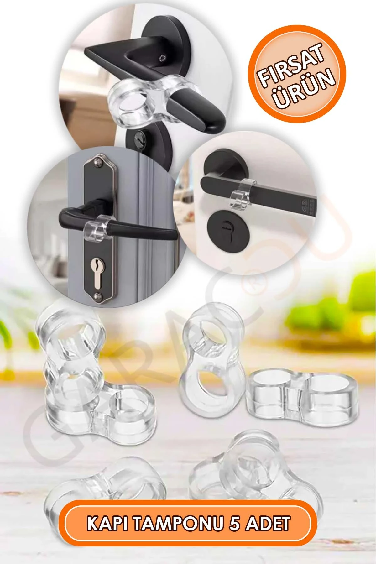 Şeffaf Plastik Kapı Kolu Tutucu Tutacağı Durdurucu Pencere Tamponu Stoperi 5 Adet