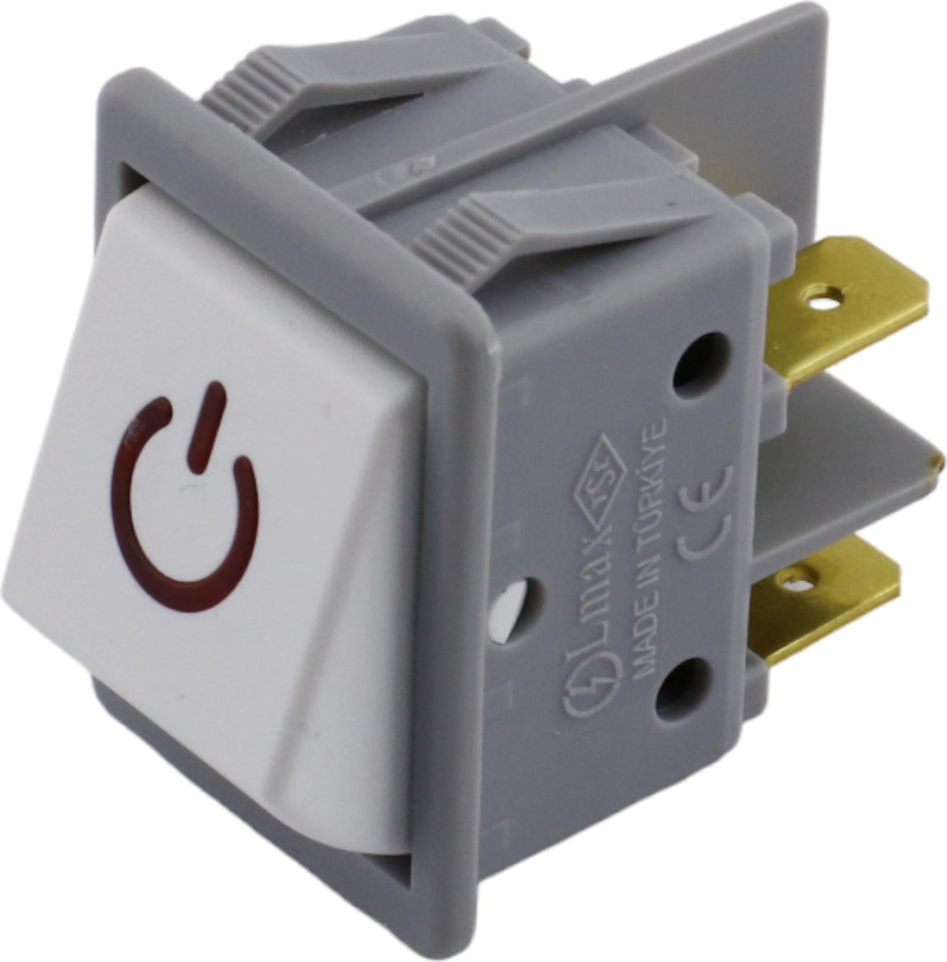 Işıklı Anahtar Aç Kapa Düğme On Off Dört Ayak Beyaz Plastik